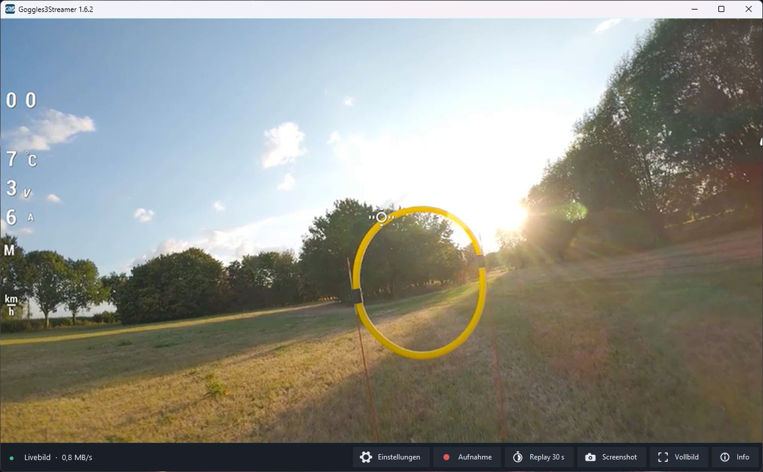 Goggles3Streamer Hauptfenster, 16:9-Zuschnitt mittig