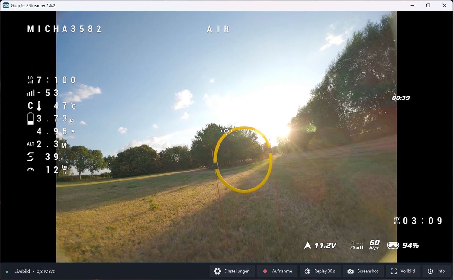 Goggles3Streamer Hauptfenster, ohne 16:9-Zuschnitt